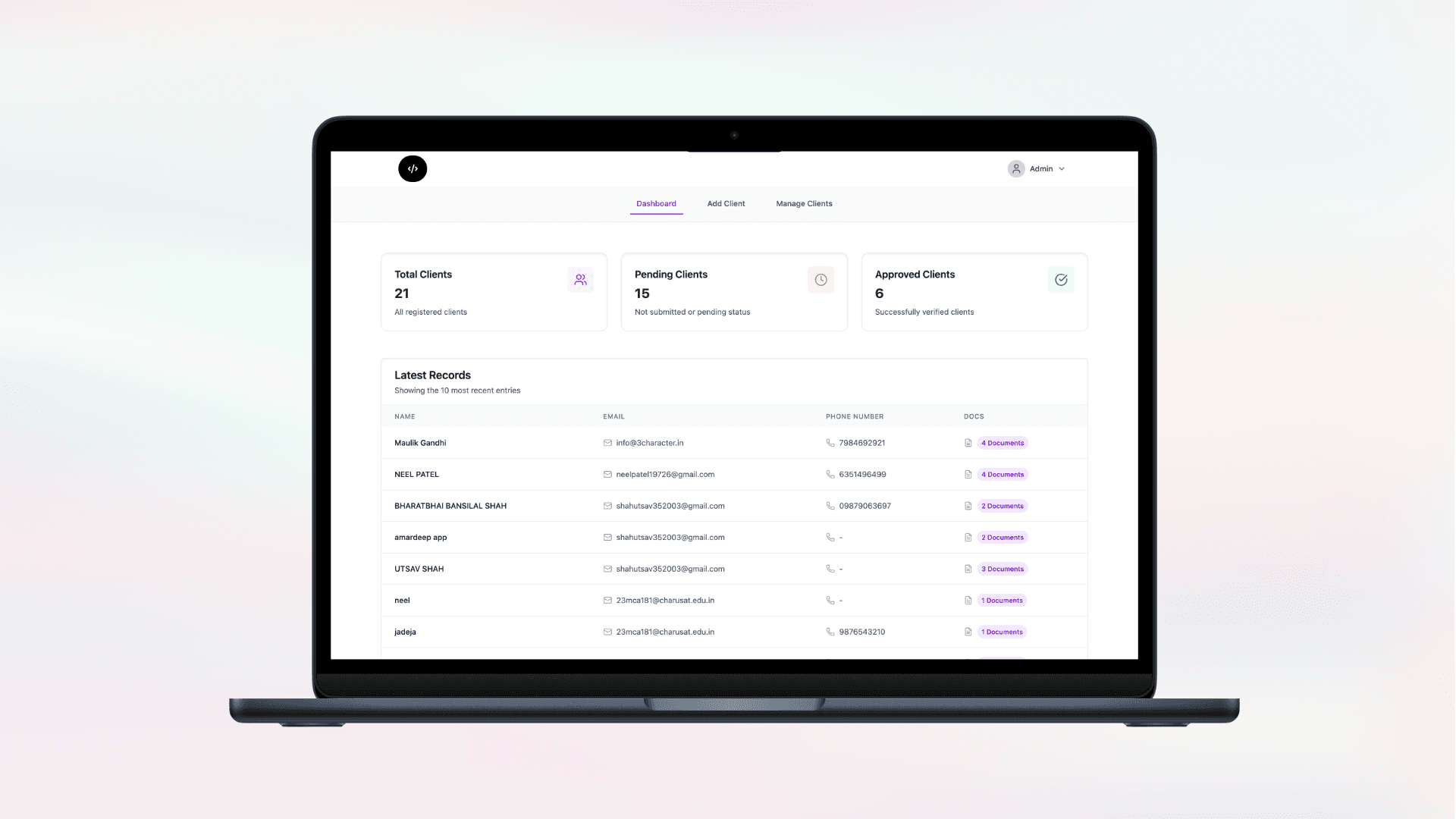 Secure Client Onboarding and Documents Verification Platform